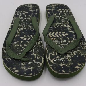 J. Crew Green Botanical Floral Flip Flop Sandals NWOT 8
